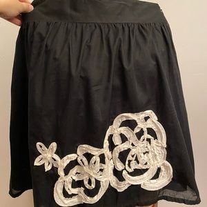 LOFT Cotton Skirt with Floral Accent